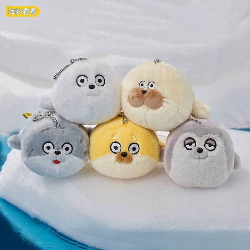 Lovely Seal Sealook Big Head Keychain | 001 Blue 002 Yellow 006 011 Grey 031 White - Children Gift Animal Plush Doll