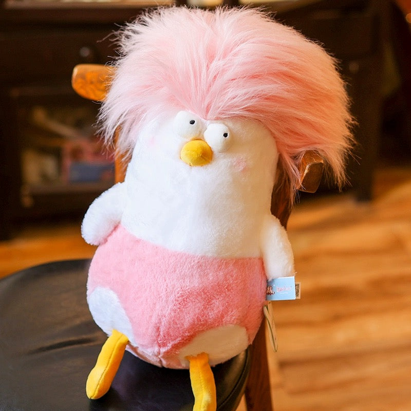 Lovely Chicken Funny Hair Chicken Giant Plush Doll | Green Pink Purple Yellow - Children Gift Animal Plush Doll Hair DIY