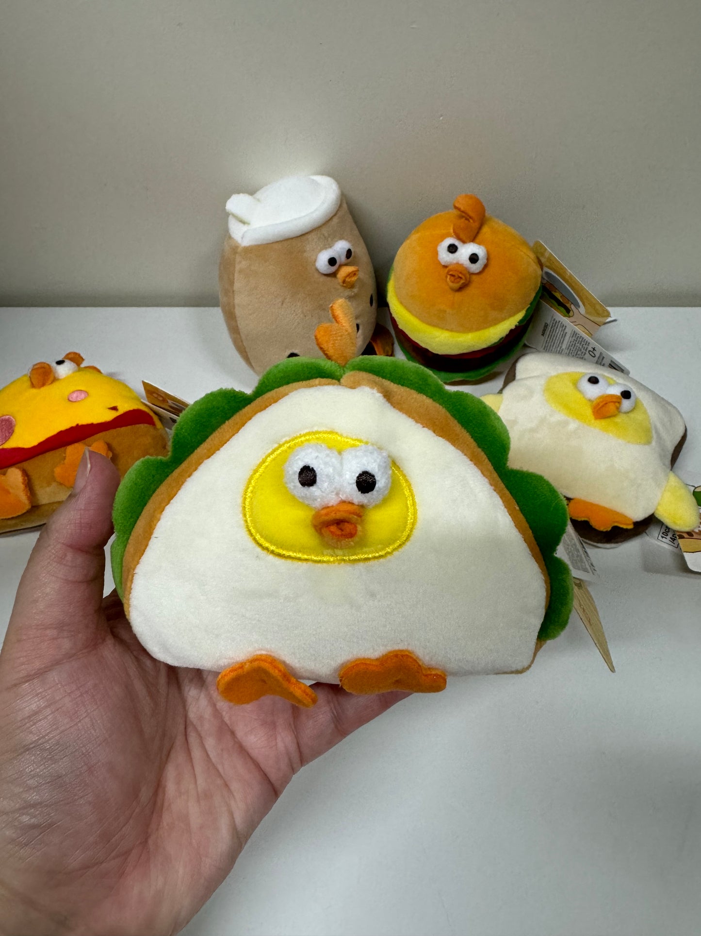 Lovely Chicken Fat Dundun Mini Plush Doll | Fast Food Set of 5 Pizza Sandwich Hamburger Milktea Toast - Children Gift Animal Plush Doll