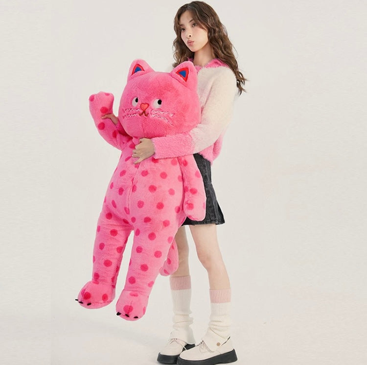 Lovely Cat Big and Giant Plush Doll | Pink with Dot Black- 60cm 100cm Soft Big Plush Doll Children Girl Gift Kitten Neko