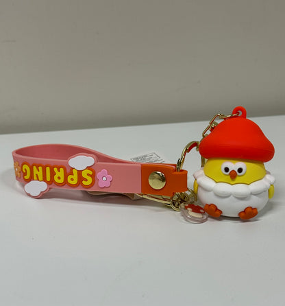 Lovely Chicken Fat Dundun Plastic Keychain | Mushroom DunDun Chick - Children Gift Animal Lanyards