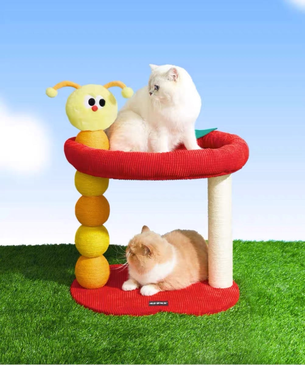 49x40x40cm Red Bad Apple with Worm Small Cat Tree | Cat Scratcher | Cat House | Cat bed | Cat Playground | Pet furniture