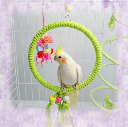 11.5-15cm SML Size Kawaii Style Colourful Rope Swings Parrot Birdie Toy for Small Medium Parrot