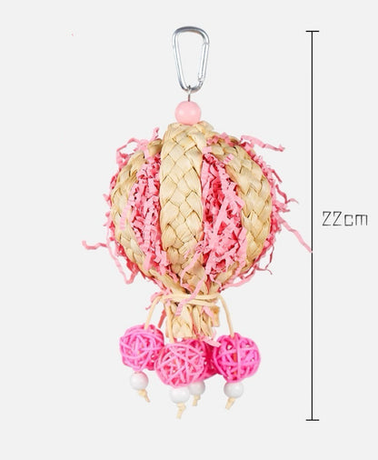 22cm Colourful Style Hot Air Balloon Bite Hanging Natural Parrot Birdie Toy for Small Medium Size Parrot Cages Accessories