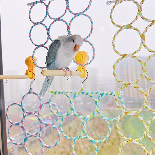 Colourful Style Pastel Climbing Net Hanging Parrot Birdie Toy for Small Medium Size Parrot Cages Accessories