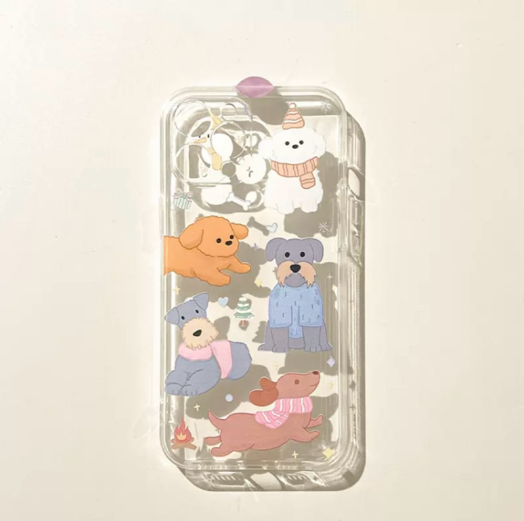 Lovely Dog Puppy Couple iPhone Case 6 7 8 PLUS SE2 XS XR X 11 12 13 14 15 Pro Promax 12mini 13mini