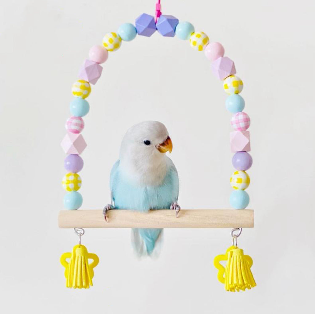 17x15cm Pastel Colourful Stars Swings for Small Medium Birds Parrot Toys Handmade Organic Bird Cages Accessories