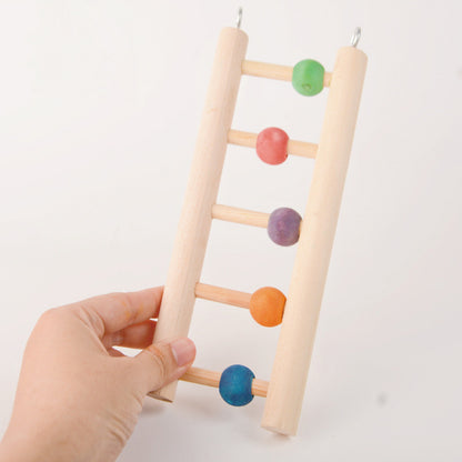 21x8.5cm Natutal Style Wooden Ladder with Moveable Beads Toy Handmade Bird Toys Organic Bird Cages Accessories