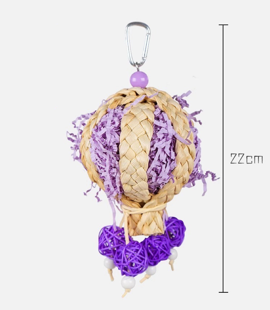 22cm Colourful Style Hot Air Balloon Bite Hanging Natural Parrot Birdie Toy for Small Medium Size Parrot Cages Accessories