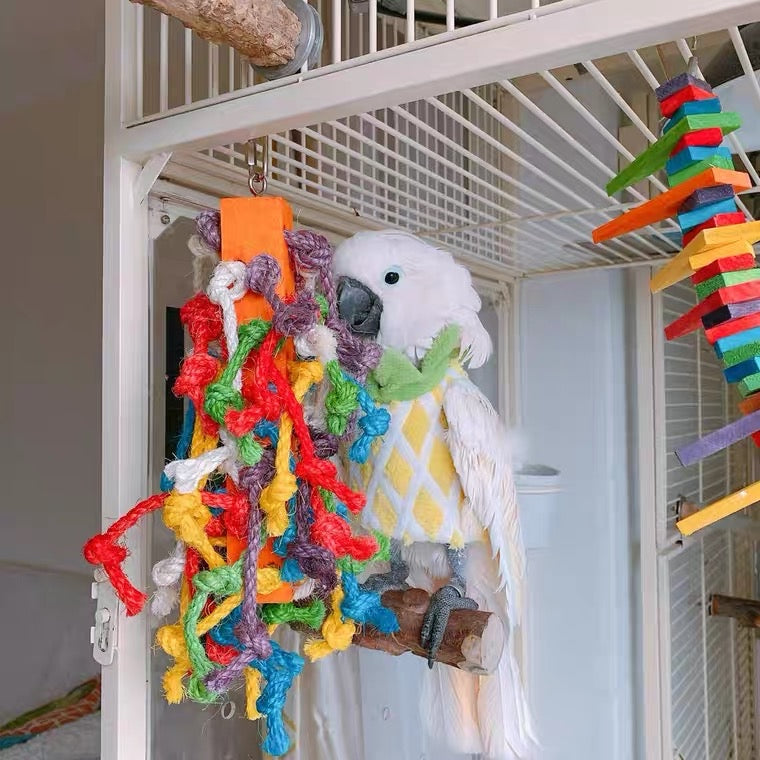 20x15cm Colourful Style Ropes Bite Hanging Natural Parrot Birdie Toy for Medium Large Size Parrot Cages Accessories