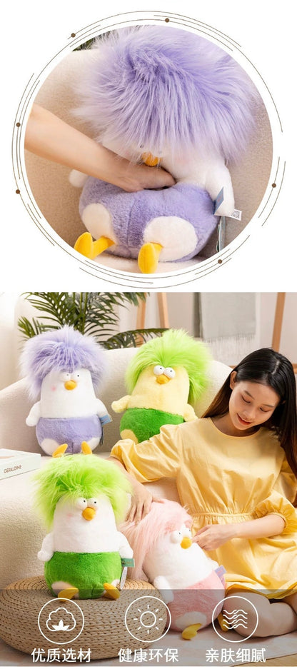 Lovely Chicken Funny Hair Chicken Giant Plush Doll | Green Pink Purple Yellow - Children Gift Animal Plush Doll Hair DIY