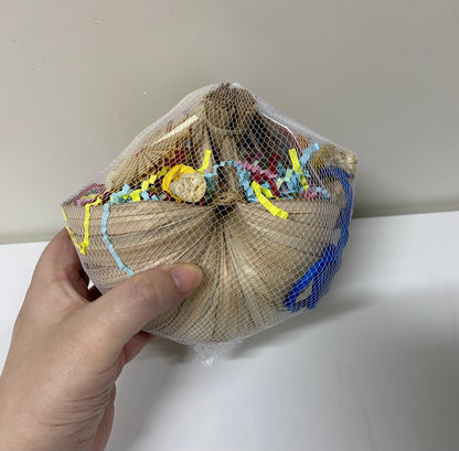 24x15cm Conch Shell Palm Leaf with Raffia Paper Basket Parrot Toys Hanging Toy Handmade Bird Toys Organic Bird Cages