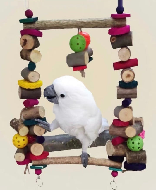 40x25cm Natural Style Giant Wooden Bite Hanging Natural Parrot Birdie Toy for Medium Large Size Parrot Cages Accessories