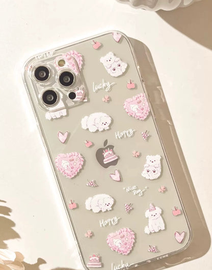 Lovely White Dog Lucky Happy Nice Day iPhone Case 6 7 8 PLUS SE2 XS XR X 11 12 13 14 15 16 Pro Promax 12mini 13mini