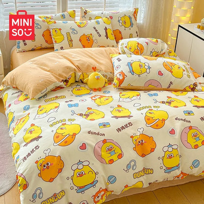 Lovely Chicken Fat Dundun Bedding Cotton 4pcs Set | Many DunDun Chicken Orange - Children Gift Animal Kawaii Item Room Decoration