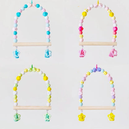 17x15cm Pastel Colourful Stars Swings for Small Medium Birds Parrot Toys Handmade Organic Bird Cages Accessories