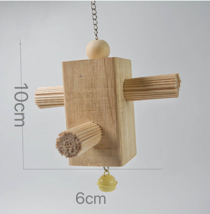 10x6cm Colour Wooden Sticks Hanging Toy for Small Parrot Bird Hanging Parrot Toy Handmade Bird Toys Organic Bird Cages