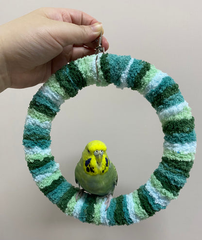 New Colour 17.5cm Mountain Dark Light Green Yarn Knitting Ring Swings Parrot Birdie Toy