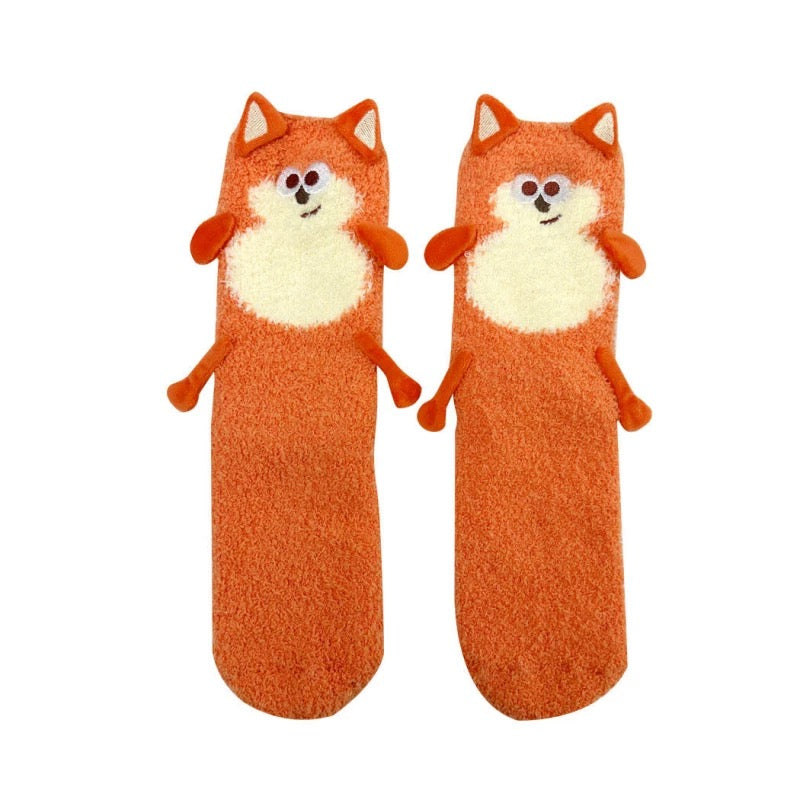 Lovely Chicken Fat Dundun Fun Home Socks | DunDun Chicken Dunny Fox - Children Gift Animal Kawaii Items