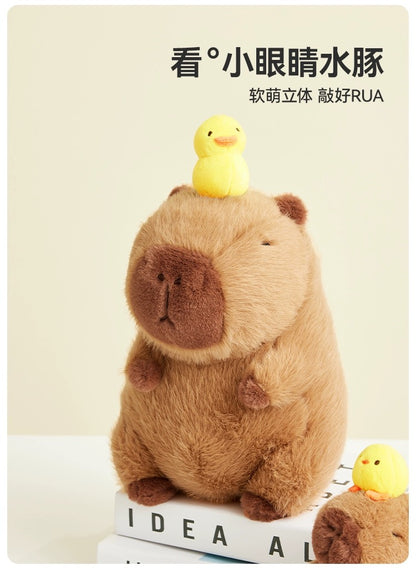 The Green Party Capybara Plush Doll | Capybara with Duck and Chicken - 12cm 28cm 40cm Children Gift Animal mini Plush Doll Keychain Plush Doll 