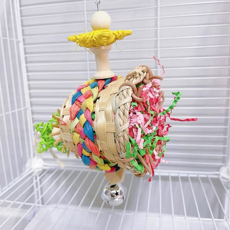 25x18cm Little Plane - Back can move Parrot Toys Hanging Toy Handmade Bird Toys Organic Bird Cages for Small Medium Big Parrot