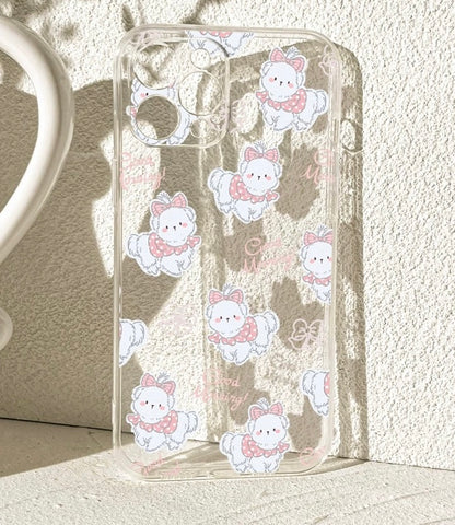 Lovely White Dog with Ribbon iPhone Case 6 7 8 PLUS SE2 XS XR X 11 12 13 14 15 Pro Promax 12mini 13mini