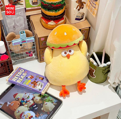 Lovely Chicken Fat Dundun Foods Plush Doll | Hamburger on Head Chick - Children Gift Animal Plush Doll