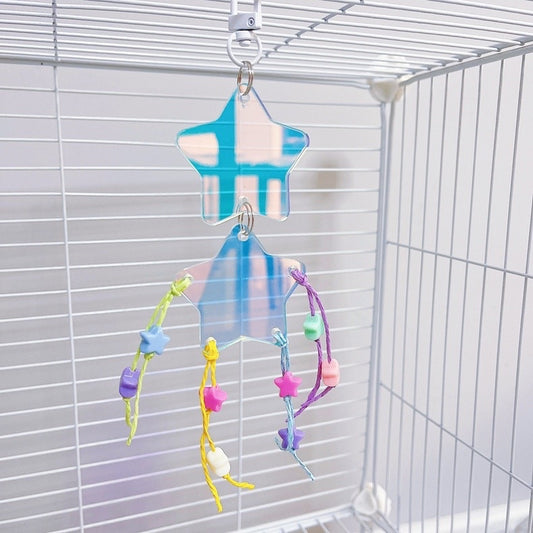 20cm Acrylic Stars Shapes Bird Bites Hanging Toy Handmade Bird Toys Organic Bird Cages Accessories