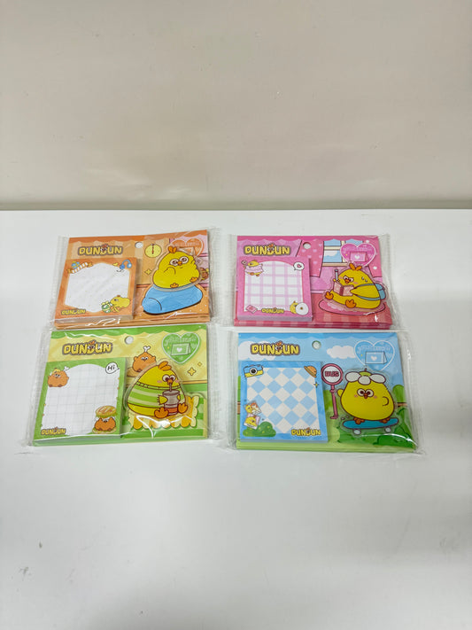 Lovely Chicken Fat Dundun Memo Pad with Clip | Pink Yellow Green Blue - Children Gift Animal Plush Doll