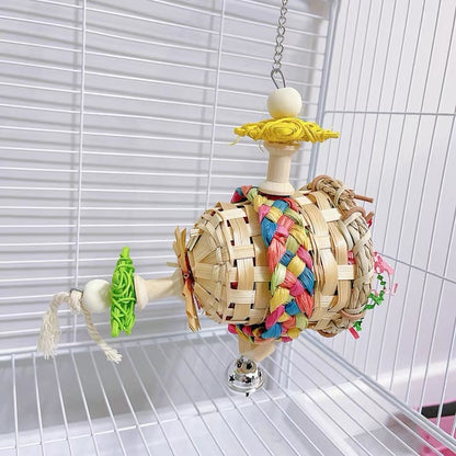 25x18cm Little Plane - Back can move Parrot Toys Hanging Toy Handmade Bird Toys Organic Bird Cages for Small Medium Big Parrot