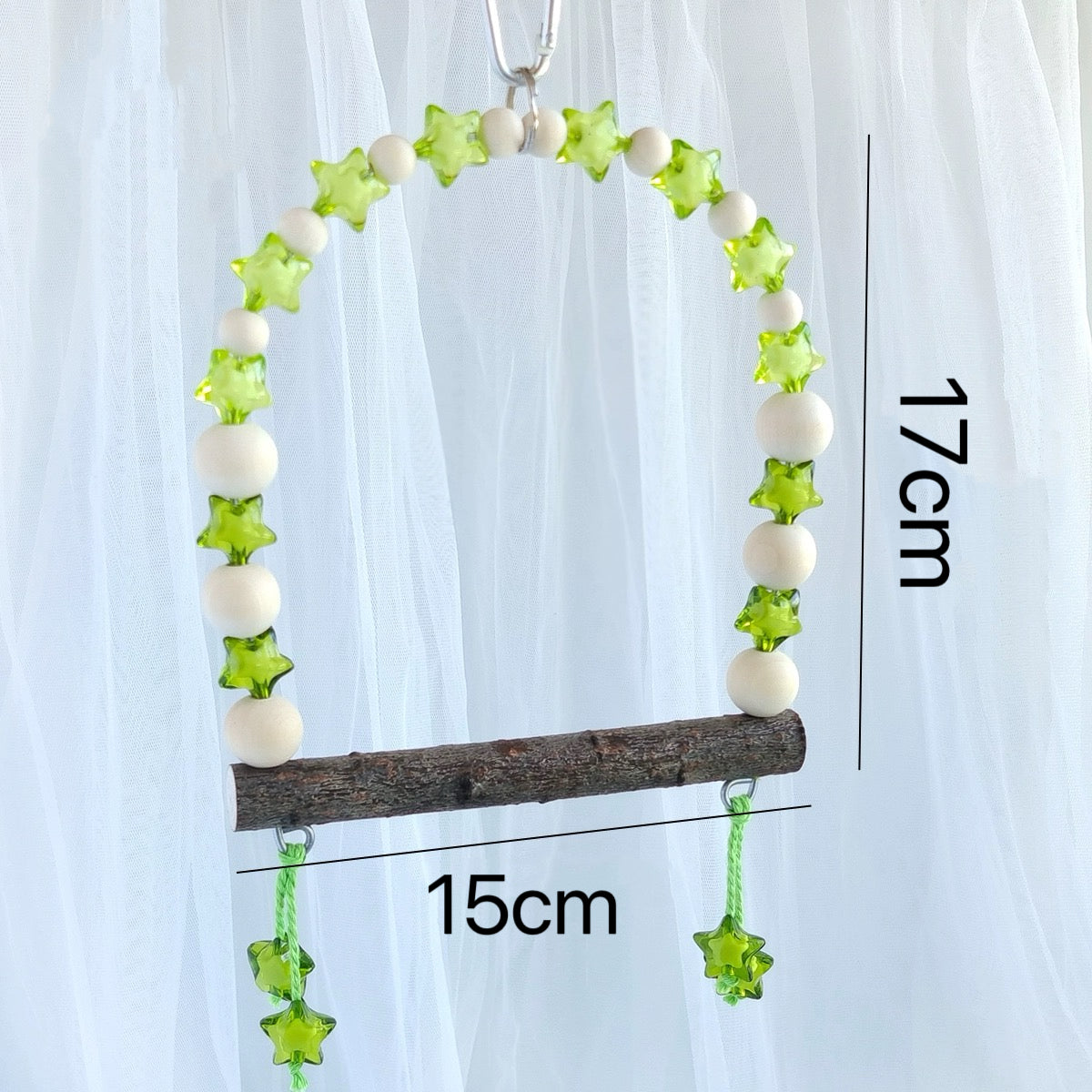 17x15cm Natural Style Green Star Hanging Natural Parrot Birdie Toy for Small Medium Size Parrot Cages Accessories