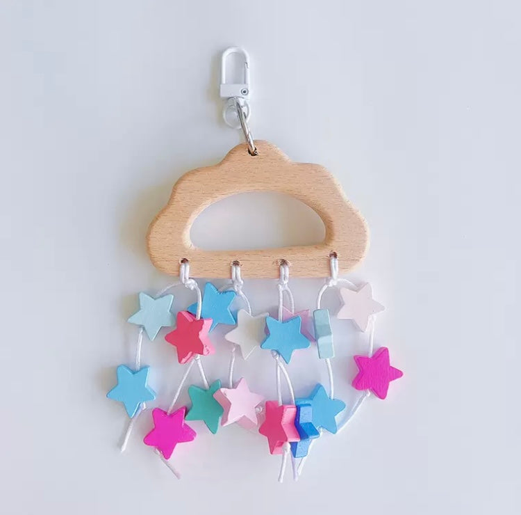 20cm Parrot Toy Colourful Wooden Stars | Star Rocking Horse Cloud - Bird Bites Hanging Toy Handmade Bird Toys Organic Bird Cages Accessories