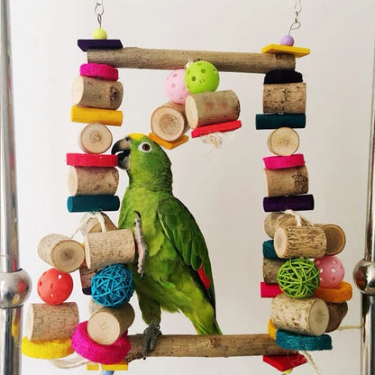 40x25cm Natural Style Giant Wooden Bite Hanging Natural Parrot Birdie Toy for Medium Large Size Parrot Cages Accessories