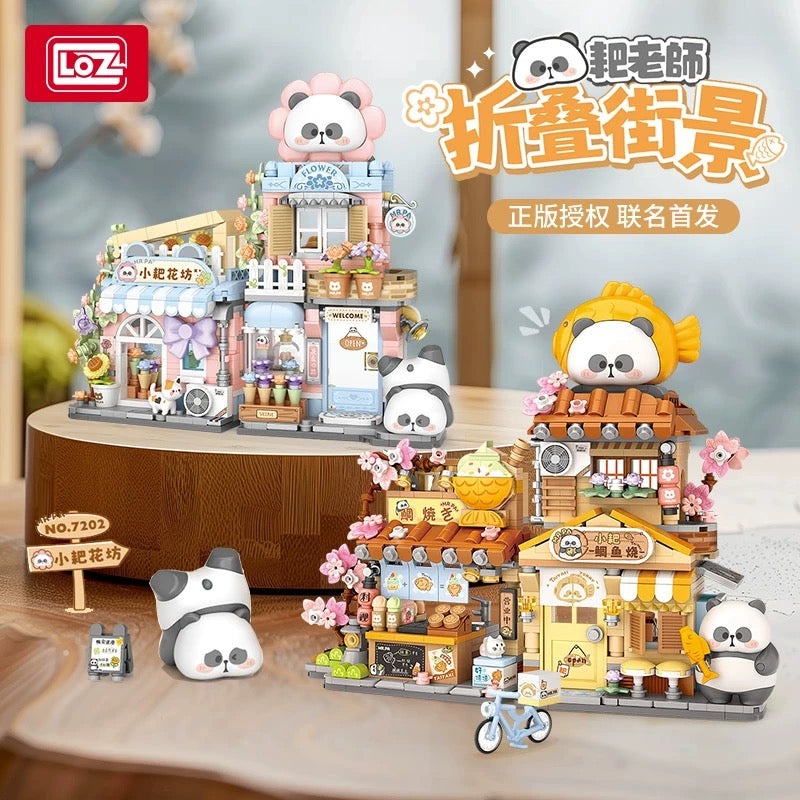 Loz Mr Pa Panda | Taiyaki Snack Food Shop & Flower Shop - Building Mini Blocks Lovely Kawaii Toy Collections