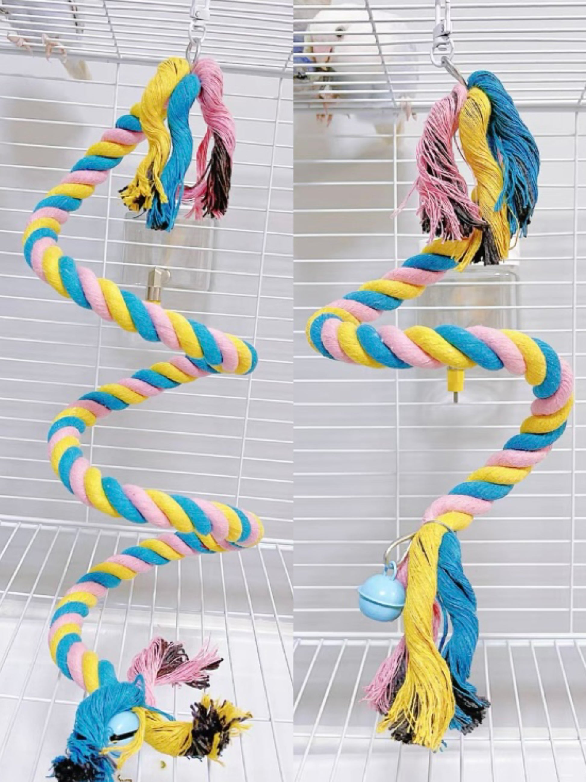 50-60cm Pastel Rope Perch Birdie Climbing for Small Medium Bird and Parrot Lovebird Budgie Pacific Parrotlet