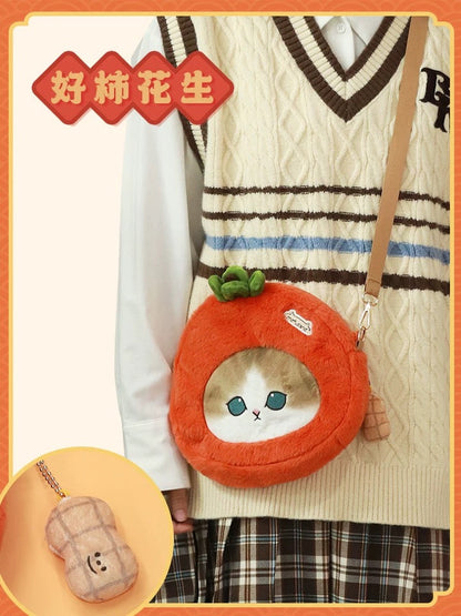 Japan Artist Mofusand Cat Neko Plush Shoulder Bag | Apple Persimmon - Mascot Plush Doll