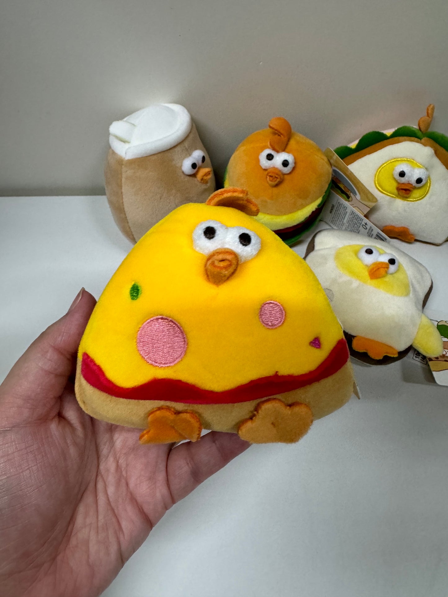 Lovely Chicken Fat Dundun Mini Plush Doll | Fast Food Set of 5 Pizza Sandwich Hamburger Milktea Toast - Children Gift Animal Plush Doll