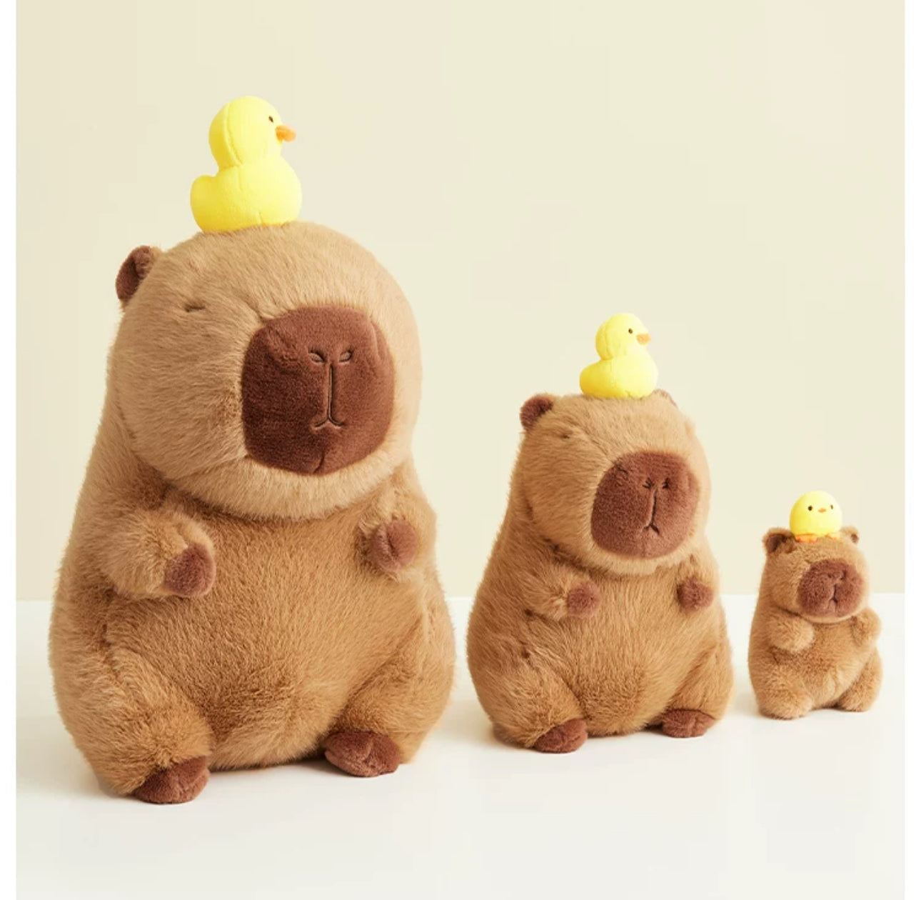 The Green Party Capybara Plush Doll | Capybara with Duck and Chicken - 12cm 28cm 40cm Children Gift Animal mini Plush Doll Keychain Plush Doll 