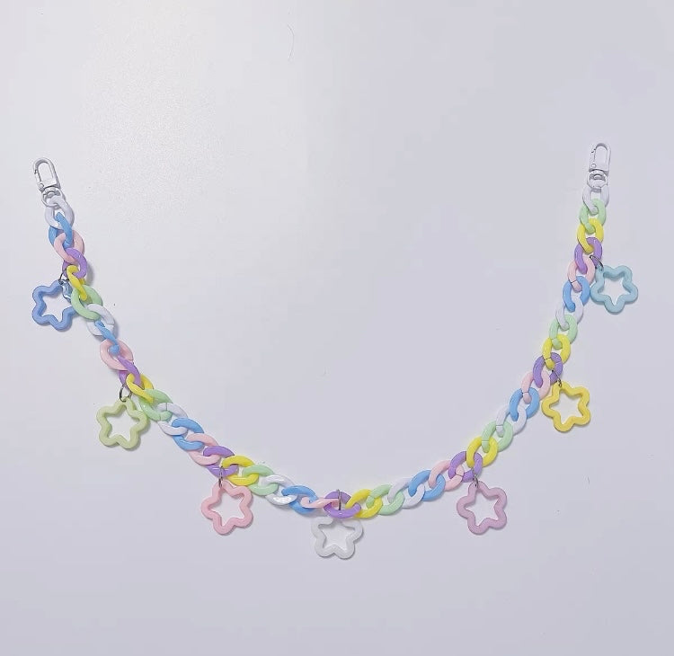 60cm Rainbow Starry Climb Chain Hanging Toy Handmade Bird Toys Organic Bird Cages Accessories