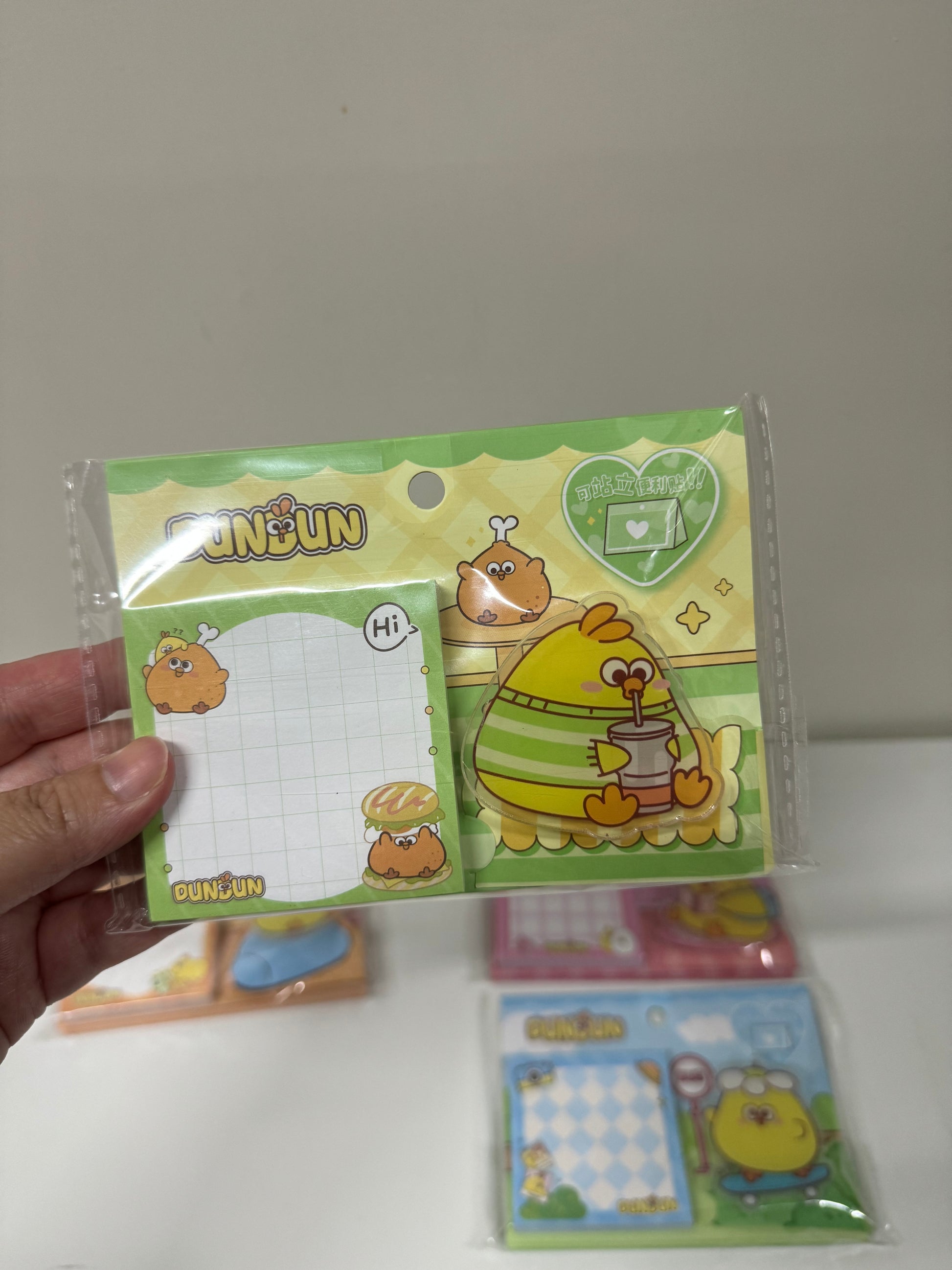 Lovely Chicken Fat Dundun Memo Pad with Clip | Pink Yellow Green Blue - Children Gift Animal Stationery