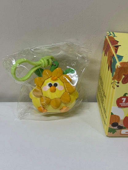 Lovely Chicken Fat Dundun Autumn Garden Plastic Keychain | SunFlower Chicken - Children Gift Animal Blind Box