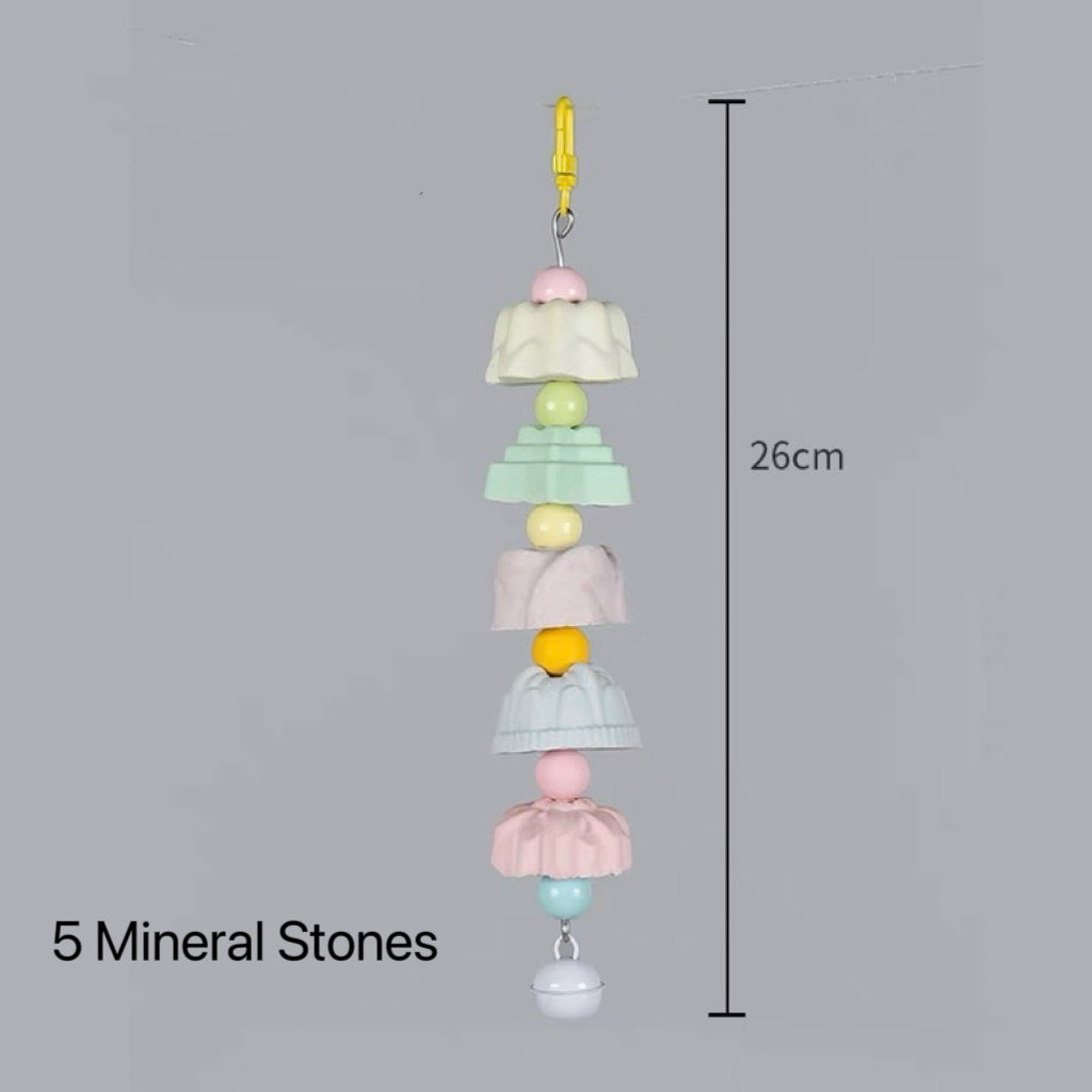 26-19cm 5 Style Mineral Stone Cuttlefish Bones Hanging Parrot Toy for Small Medium Size Parrot Birdie Toy Cages Accessories