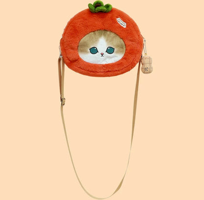 Japan Artist Mofusand Cat Neko Plush Shoulder Bag | Apple Persimmon - Mascot Plush Doll