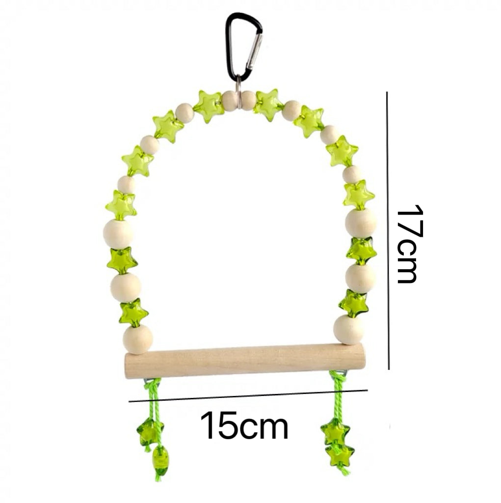 17x15cm Natural Style Green Star Hanging Natural Parrot Birdie Toy for Small Medium Size Parrot Cages Accessories