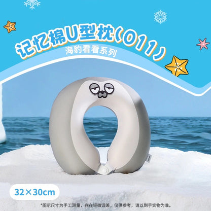 Lovely Seal Sealook Neck Pillow | 001 Blue 011 Grey - - Airplane Pillow Kawaii items Room Decoration