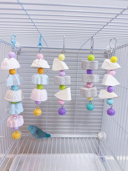 26-19cm 5 Style Mineral Stone Cuttlefish Bones Hanging Parrot Toy for Small Medium Size Parrot Birdie Toy Cages Accessories