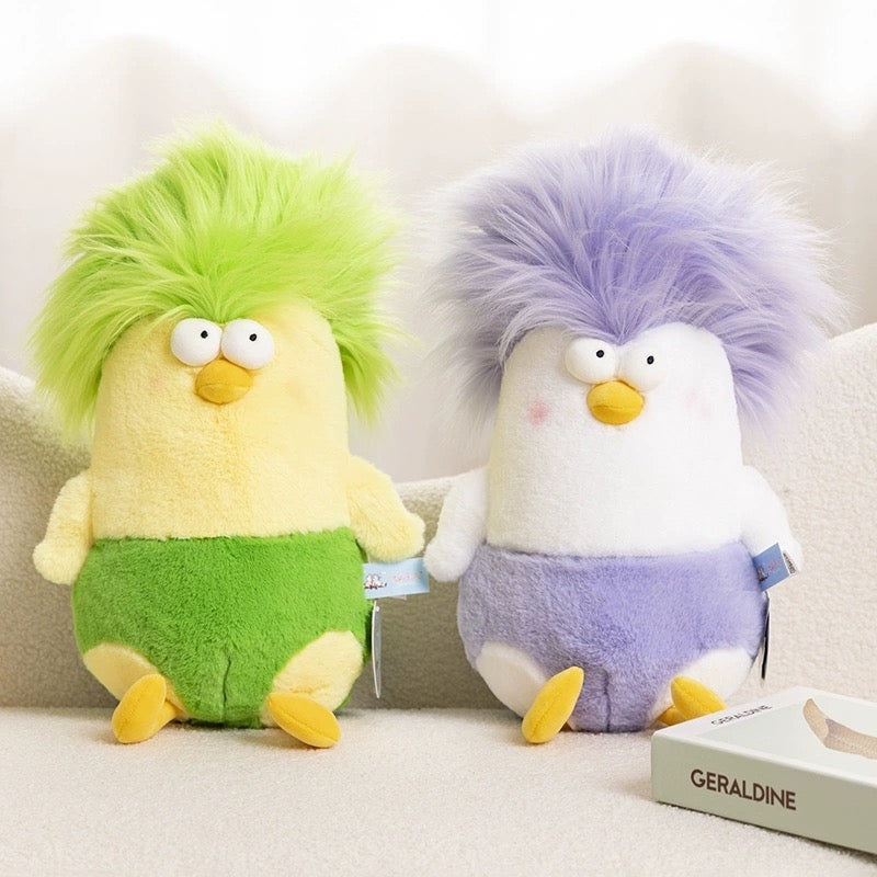 Lovely Chicken Funny Hair Chicken Giant Plush Doll | Green Pink Purple Yellow - Children Gift Animal Plush Doll Hair DIY