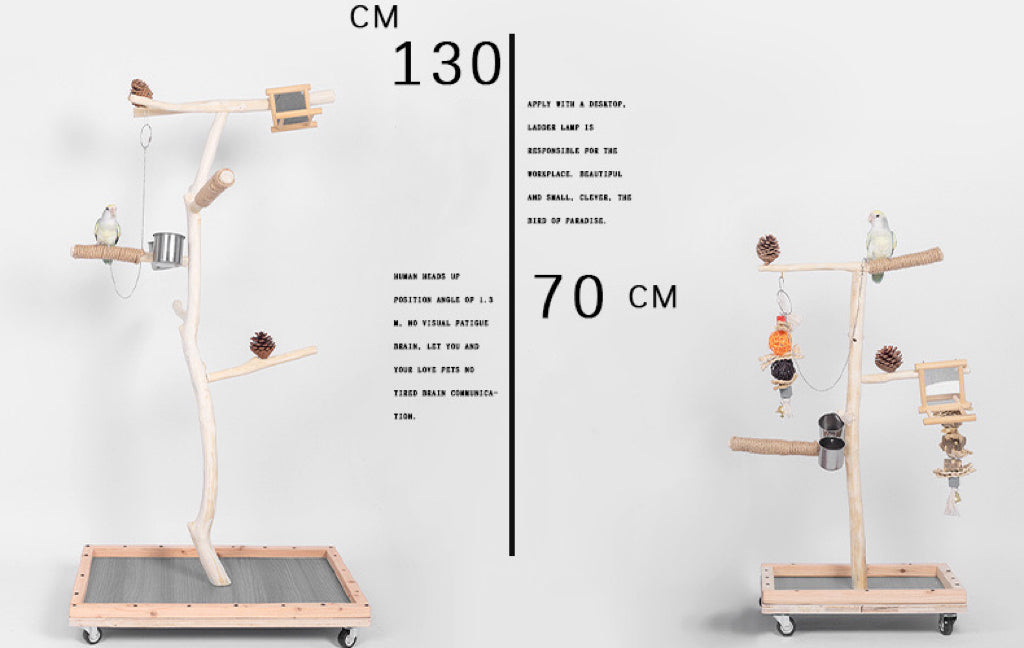 Training Stand with Wheels | Custom Order 70 or 130cm Parrot Tree Stand Natural Tree Branch Organic Wood Parrot for Small Medium Large Bird