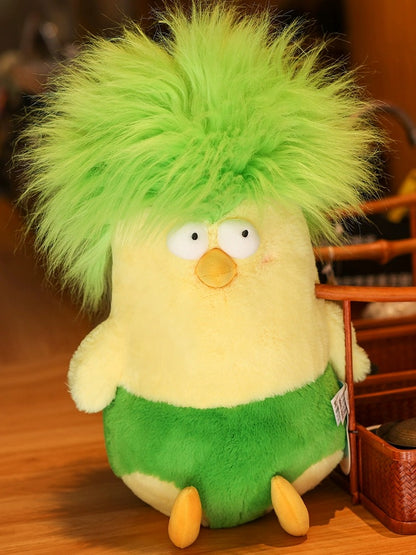 Lovely Chicken Funny Hair Chicken Giant Plush Doll | Green Pink Purple Yellow - Children Gift Animal Plush Doll Hair DIY