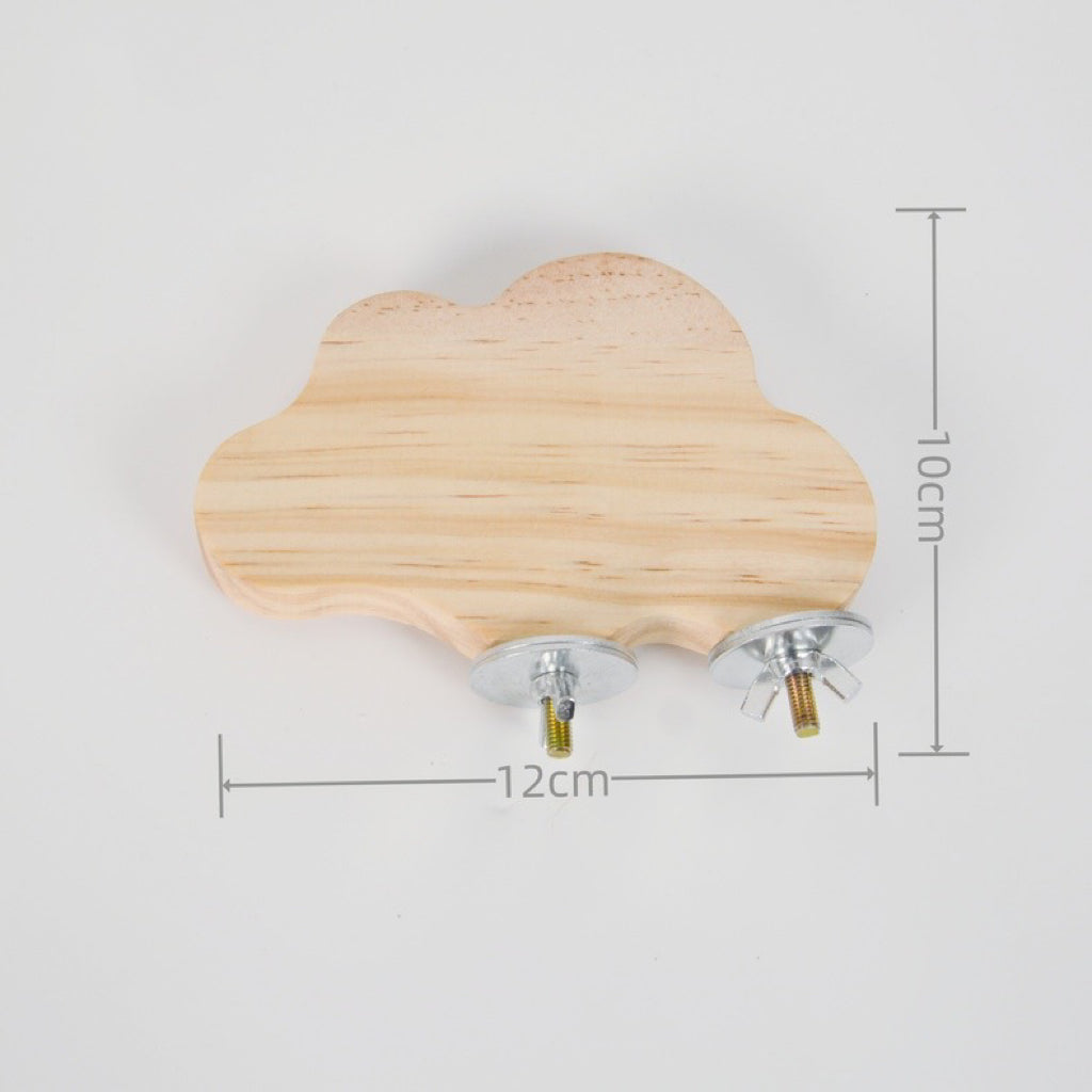 10cm Cute Style Small Wooden Platform | Flower Heart Tree Star Cloud - Parrot Birdie Toy for Small Medium Parrot Hamster Pets